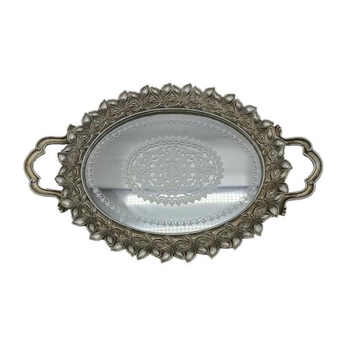 ΔΙΣΚΟΣ ΜΕ ΚΑΘΡΕΦΤΗ Fylliana Flower ΑΣΗΜΙ ΧΡΩΜΑ 40x25x4εκ sls
