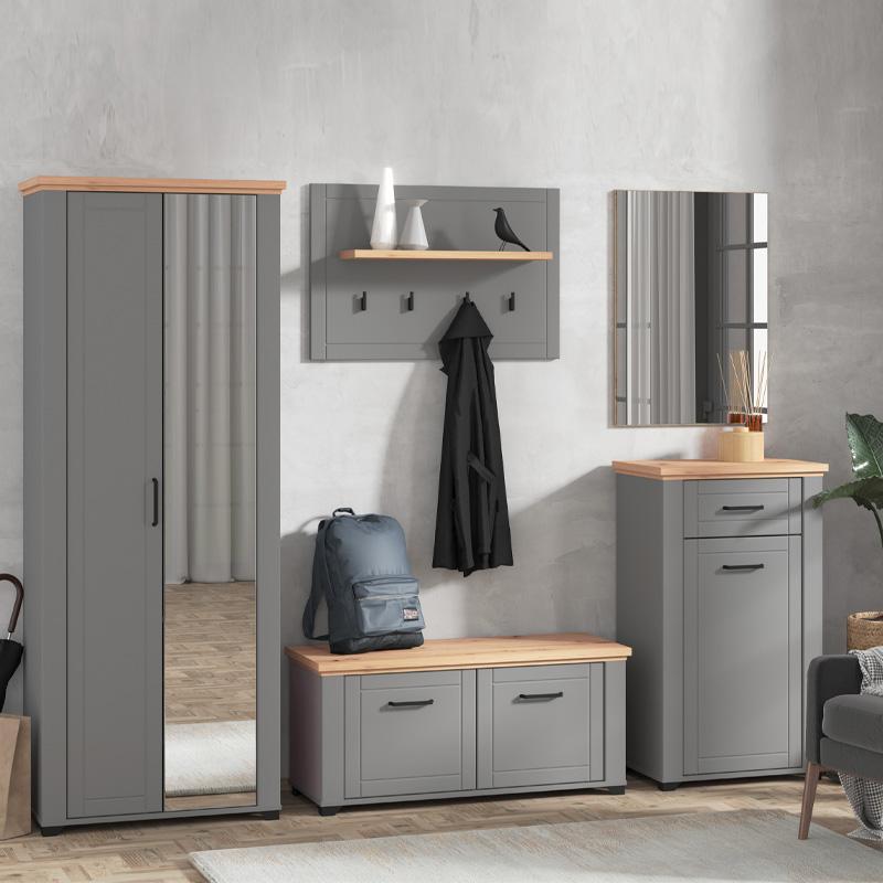 ΕΠΙΠΛΟ ΕΙΣΟΔΟΥ VALENCIA P2 OG ΓΚΡΙ ΓΡΑΦΙΤΗΣ-ARTISAN OAΚ-ΓΚΡΙ ΜΑΤ 75x41x194,5εκ fxtr