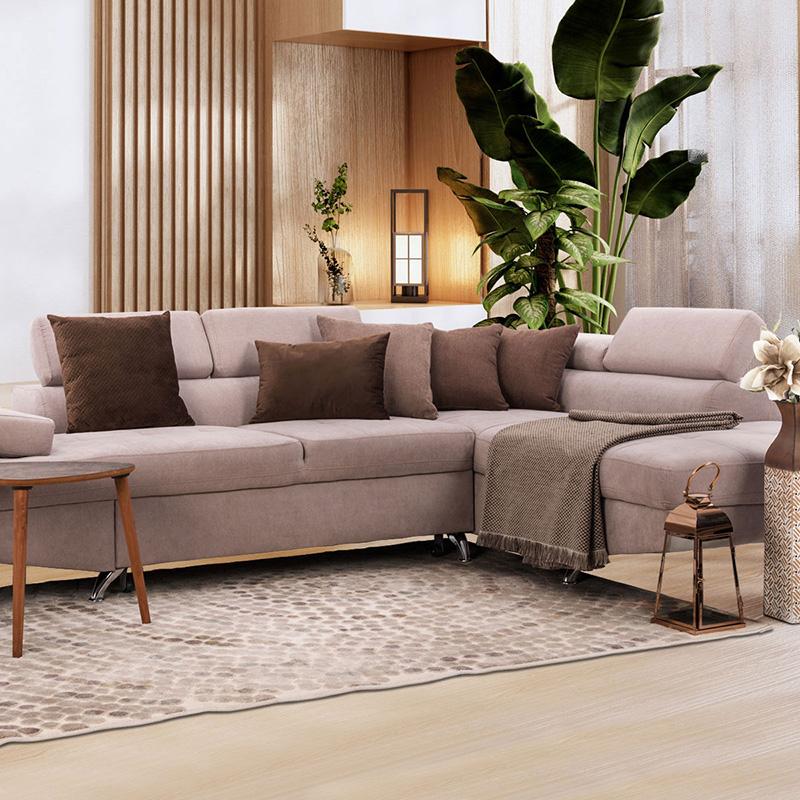 ΚΑΝΑΠΕΣ ΓΩΝΙΑ Fylliana RIO-M 3+4 ΔΕΞΙΑ TAUPE / ΚΑΦΕ 278x192x79εκ