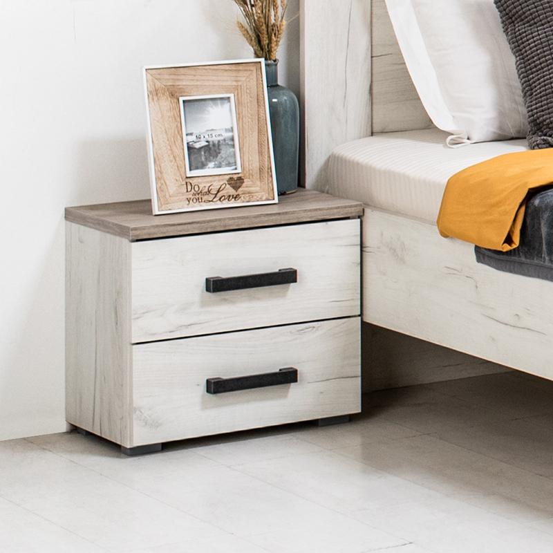 ΚΟΜΟΔΙΝΟ Kent ΝΟ GREY OAK/WHITE OAK 45x34x43εκ