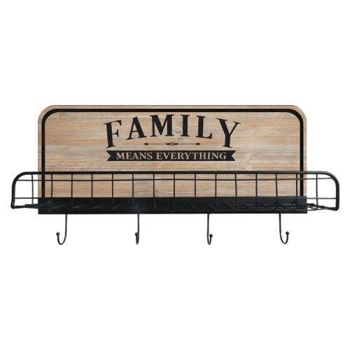 ΚΡΕΜΑΣΤΡΑ ΤΟΙΧΟΥ ΜΕ ΡΑΦΙ Fylliana "Family" ΜΕΤΑΛΛΟ-ΞΥΛΟ ΜΑΥΡΟ-ΦΥΣΙΚΟ 60x12x31εκ sls