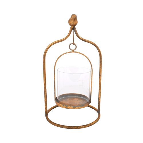 ΜΕΤΑΛΛΙΚΟ ΦΑΝΑΡΙ ΜΕ ΓΥΑΛΙ Fylliana "BIRD" 31x17x11εκ