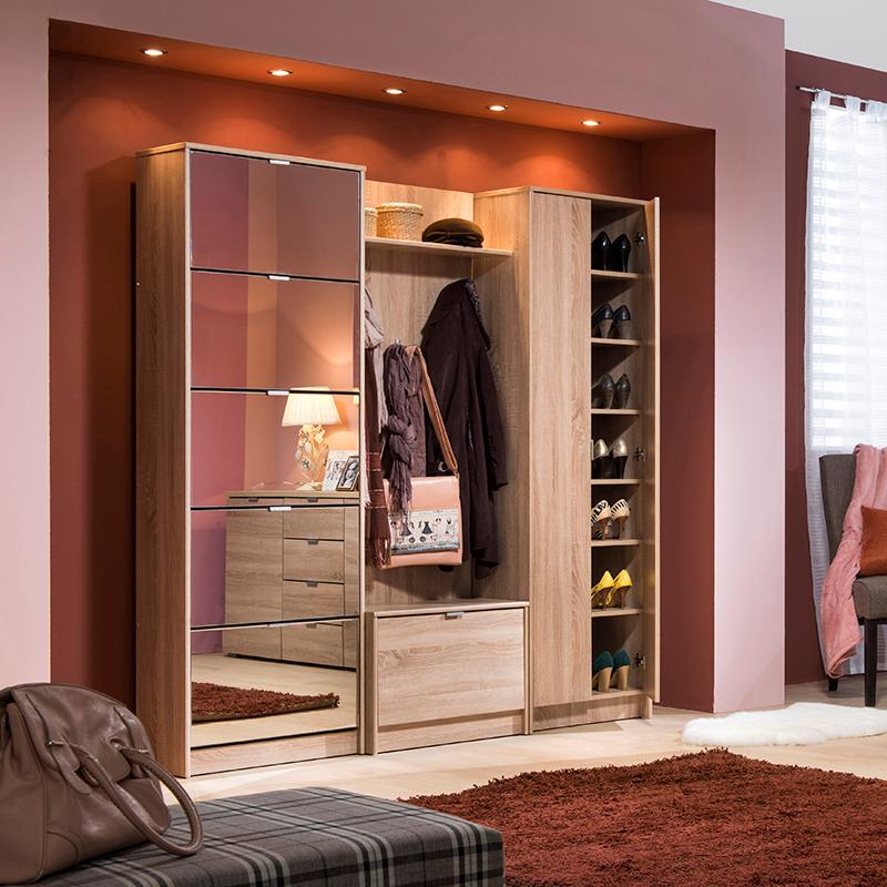 ΠΑΠΟΥΤΣΟΘΗΚΗ Hugo 25 Grey Oak ΜΕ ΚΑΘΡΕΦΤΗ 67x28x191,5εκ