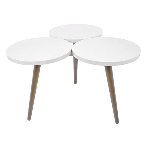 Τραπεζάκι σαλονιού Fylliana ATRIA 3/1 λευκό με φυσικά πόδια