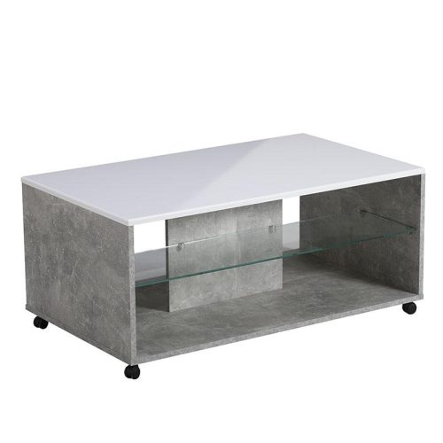ΤΡΑΠΕΖΑΚΙ ΣΑΛΟΝΙΟΥ BERT ΓΚΡΙ CONCRETE-ΛΕΥΚΗ ΛΑΚΑ 101x60x45εκ
