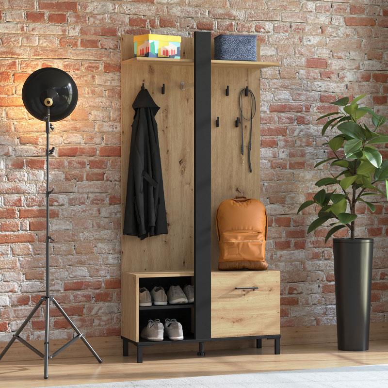 ΕΠΙΠΛΟ ΧΩΛ CAPITELLO ARTISAN-ΜΑΥΡΟ-ΜΑΥΡΟ ΜΑΤ FOIL 90x33x191εκ fxtr