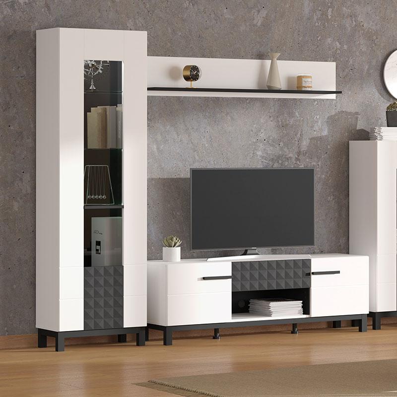 ΒΙΤΡΙΝΑ SARTHE 1K VS1 ΛΕΥΚΟ-ΜΑΥΡΟ-ΛΕΥΚΟ ΜΑΤ-ΜΑΥΡΟ MAT 58x35x204εκ n.t.v