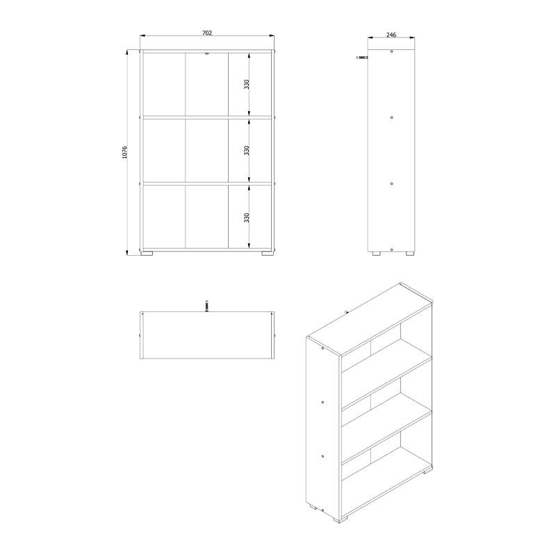 ΒΙΒΛΙΟΘΗΚΗ TOMAR 3 ARTISAN OAK 70x24,5x107,5εκ