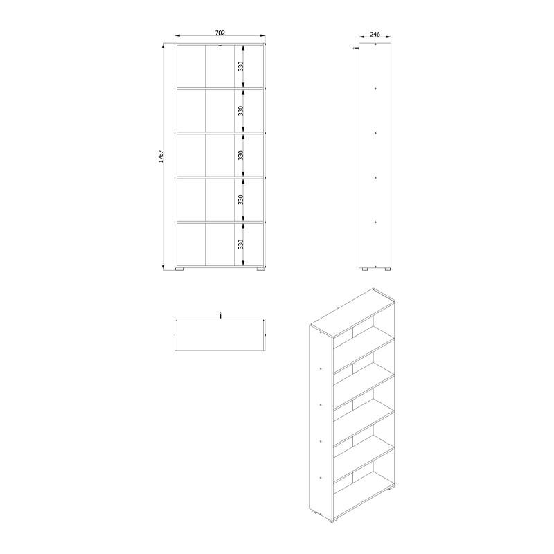 ΒΙΒΛΙΟΘΗΚΗ TOMAR 5 ARTISAN OAK 70x24,5x176,5εκ