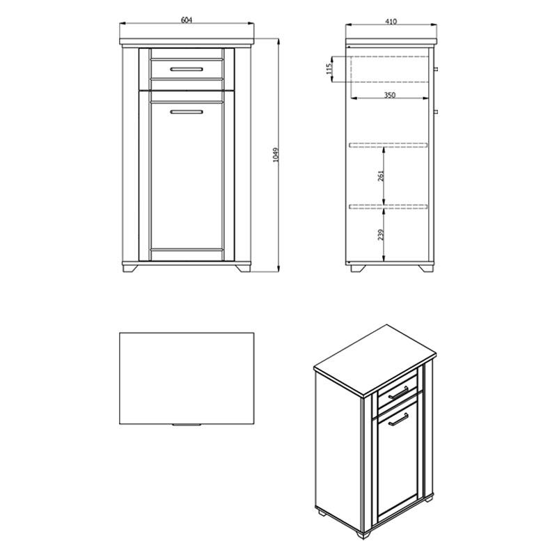 ΕΠΙΠΛΟ ΕΙΣΟΔΟΥ VALENCIA ΛΕΥΚΟ-ARTISAN OAΚ-ΛΕΥΚΟ ΜΑΤ ΧΡΩΜΑ 60,5x41x105εκ fxtr