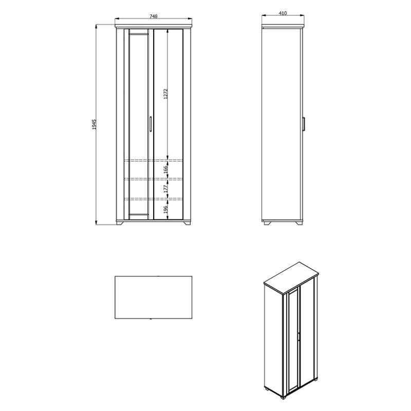 ΕΠΙΠΛΟ ΕΙΣΟΔΟΥ VALENCIA P2 OG ΛΕΥΚΟ-ARTISAN OAΚ-ΛΕΥΚΟ ΜΑΤ 75x41x194,5εκ fxtr