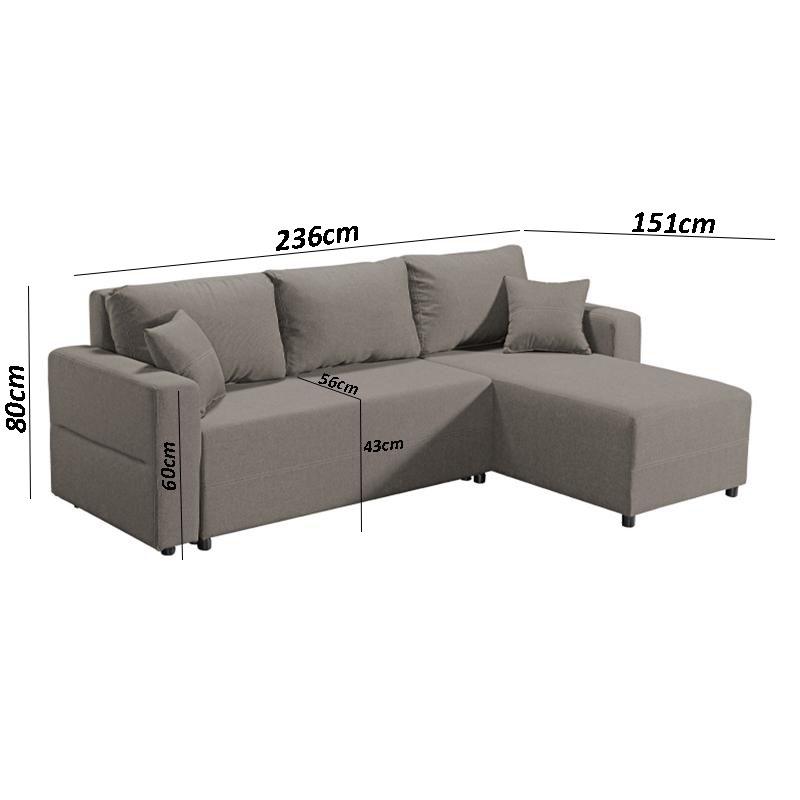 ΚΑΝΑΠΕΣ ΓΩΝΙΑ Fylliana RAVENA ΚΑΦΕ ΧΡΩΜΑ 236x151x80εκ