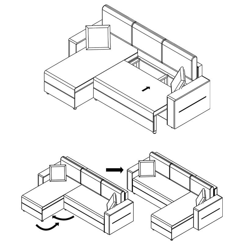 ΚΑΝΑΠΕΣ ΓΩΝΙΑ Fylliana RAVENA ΚΑΦΕ ΧΡΩΜΑ 236x151x80εκ