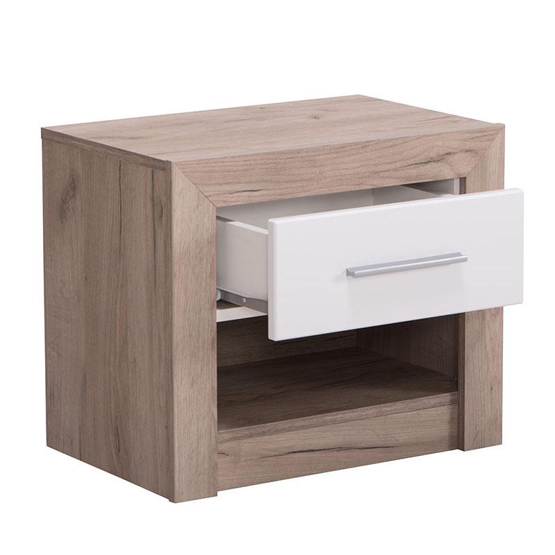 ΚΟΜΟΔΙΝΟ Astor NO1F Grey Oak - Λευκή Λάκα 53x35x46εκ