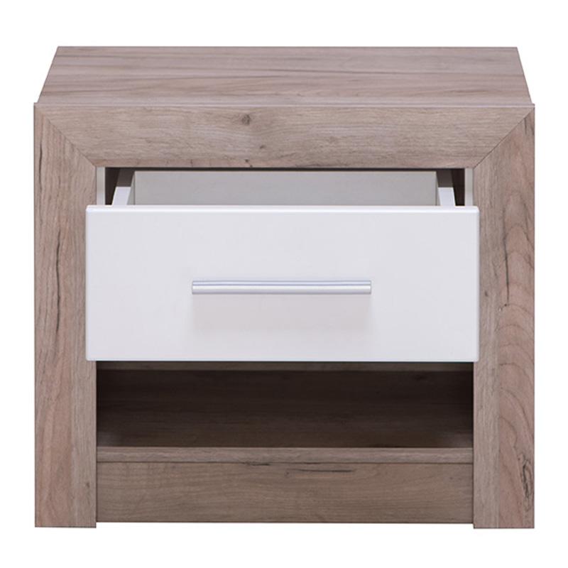 ΚΟΜΟΔΙΝΟ Astor NO1F Grey Oak - Λευκή Λάκα 53x35x46εκ