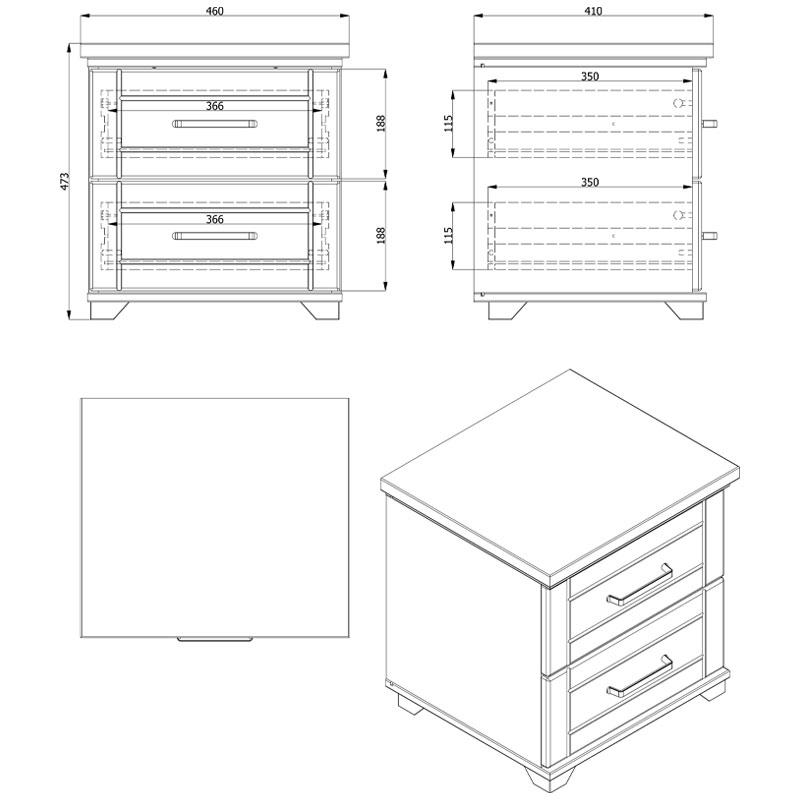 ΚΟΜΟΔΙΝΟ Astor NO1F Grey Oak - Λευκή Λάκα 53x35x46εκ