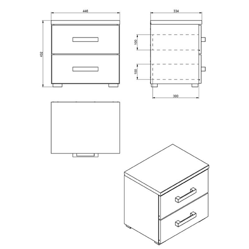 ΚΟΜΟΔΙΝΟ Kent ΝΟ GREY OAK/WHITE OAK 45x34x43εκ