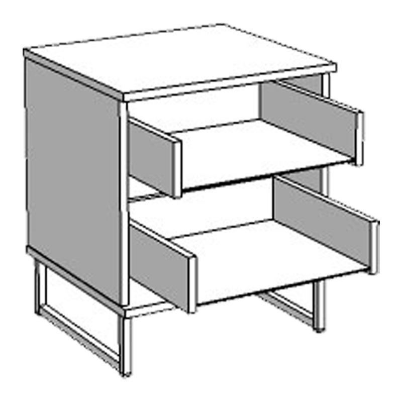 ΚΟΜΟΔΙΝΟ SARDINIA NO2F ARTISAN OAK / ΜΑΥΡΟ 45.5x35x54εκ