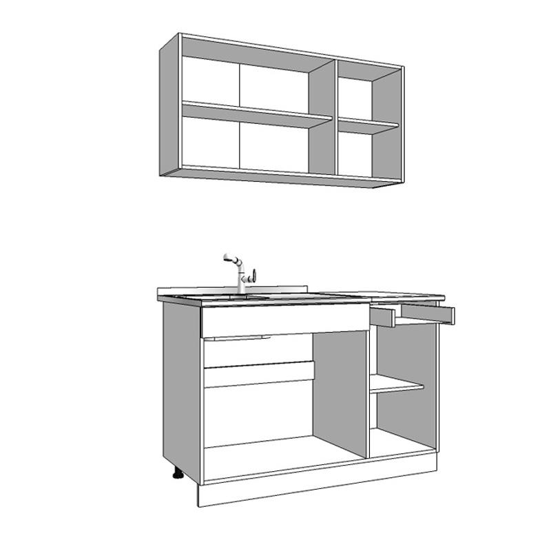 ΚΟΥΖΙΝΑ DALILA 120 GREY OAK / ΛΕΥΚΟ 120x51,5x206,5εκ