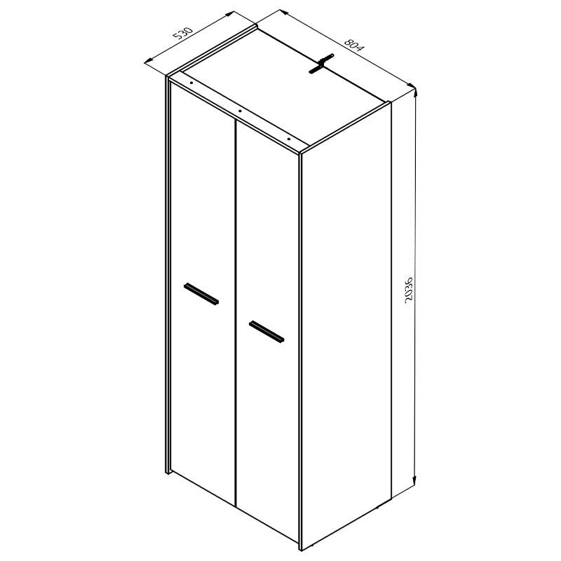 ΝΤΟΥΛΑΠΑ HANA 2Κ GREY OAK 80x52x205εκ