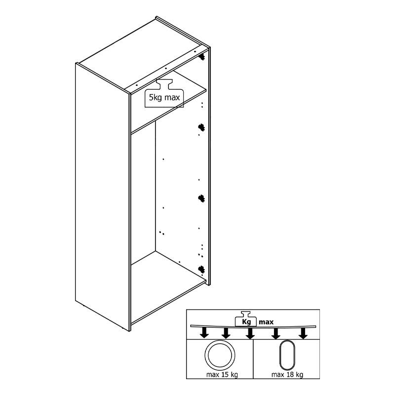 ΝΤΟΥΛΑΠΑ HANA 2Κ GREY OAK 80x52x205εκ