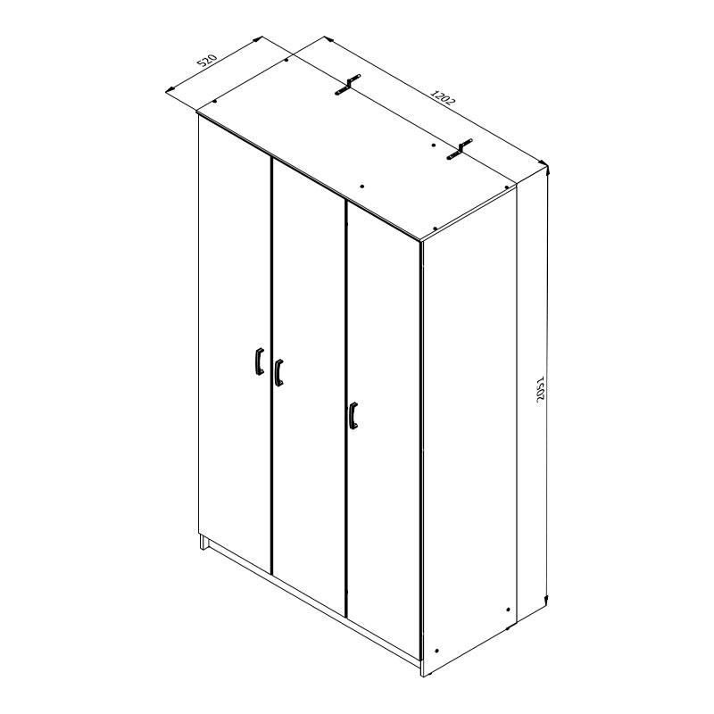 ΝΤΟΥΛΑΠΑ HANA 3K ΛΕΥΚΟ ΧΡΩΜΑ 120x52x205
