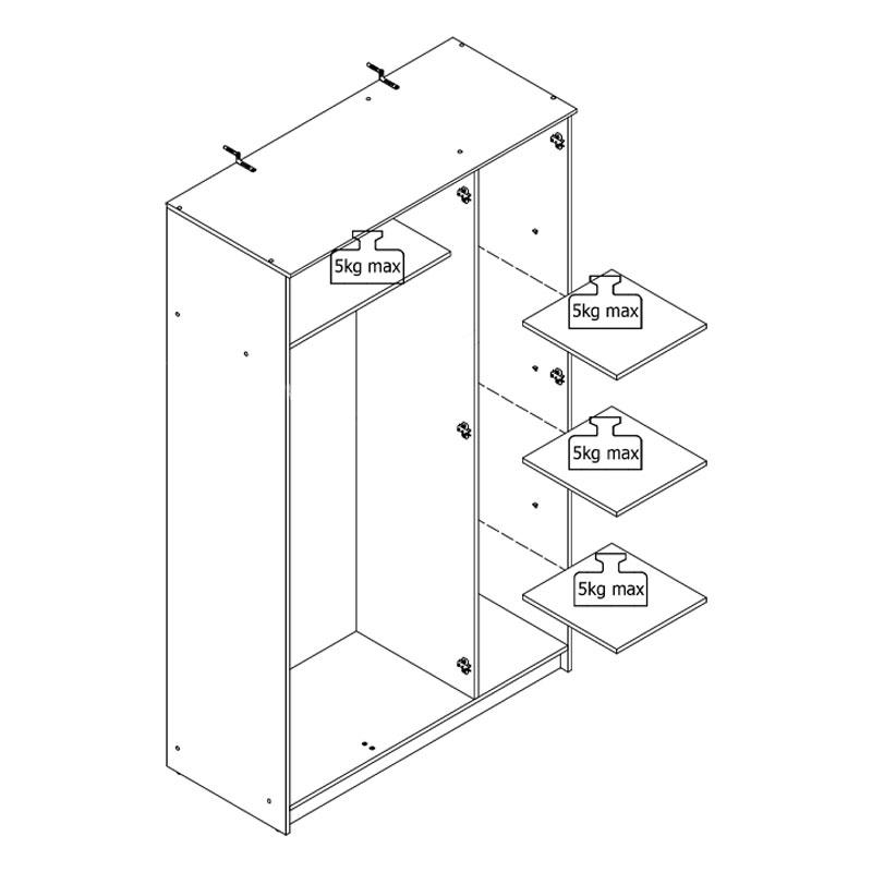 ΝΤΟΥΛΑΠΑ HANA 3K ΛΕΥΚΟ ΧΡΩΜΑ 120x52x205