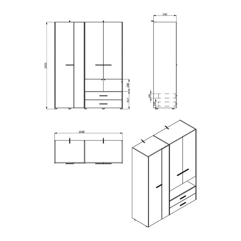 ΝΤΟΥΛΑΠΑ LEON 4K2FO ΛΕΥΚΟ ΧΡΩΜΑ 161x55x205.5εκ