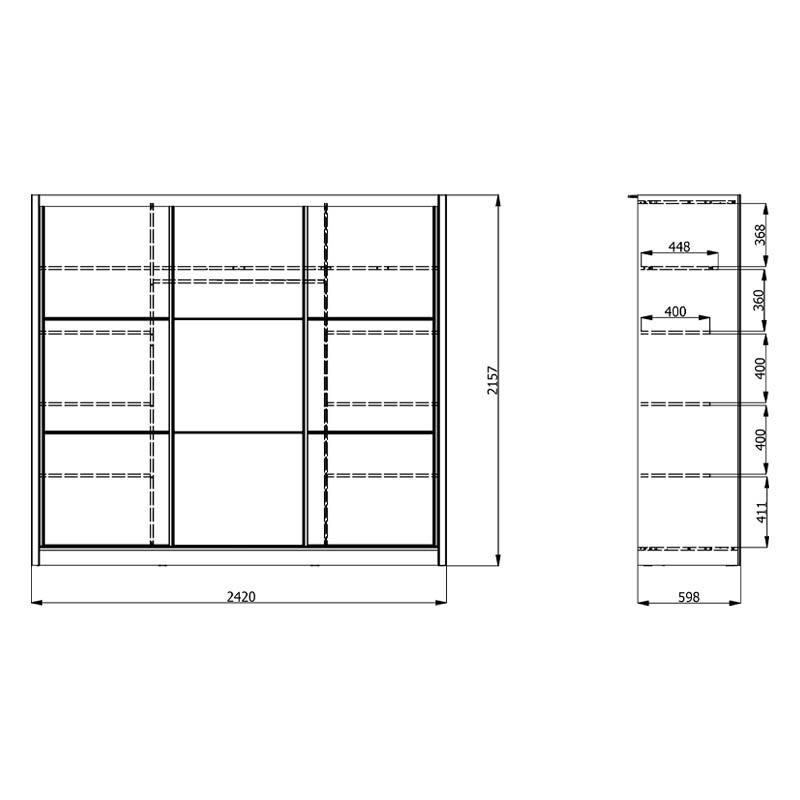 ΝΤΟΥΛΑΠΑ NAVARA ΜΕ ΚΑΘΡΕΦΤΗ 245 OG ARTISAN OAK 242x60x215,5εκ