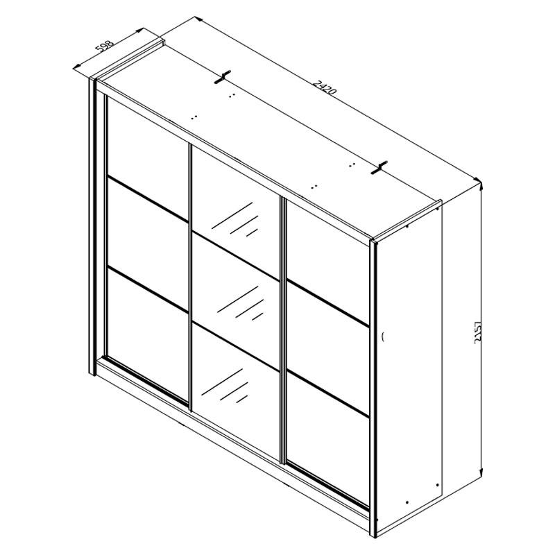 ΝΤΟΥΛΑΠΑ NAVARA ΜΕ ΚΑΘΡΕΦΤΗ 245 OG GREY OAK 242x60x215,5εκ