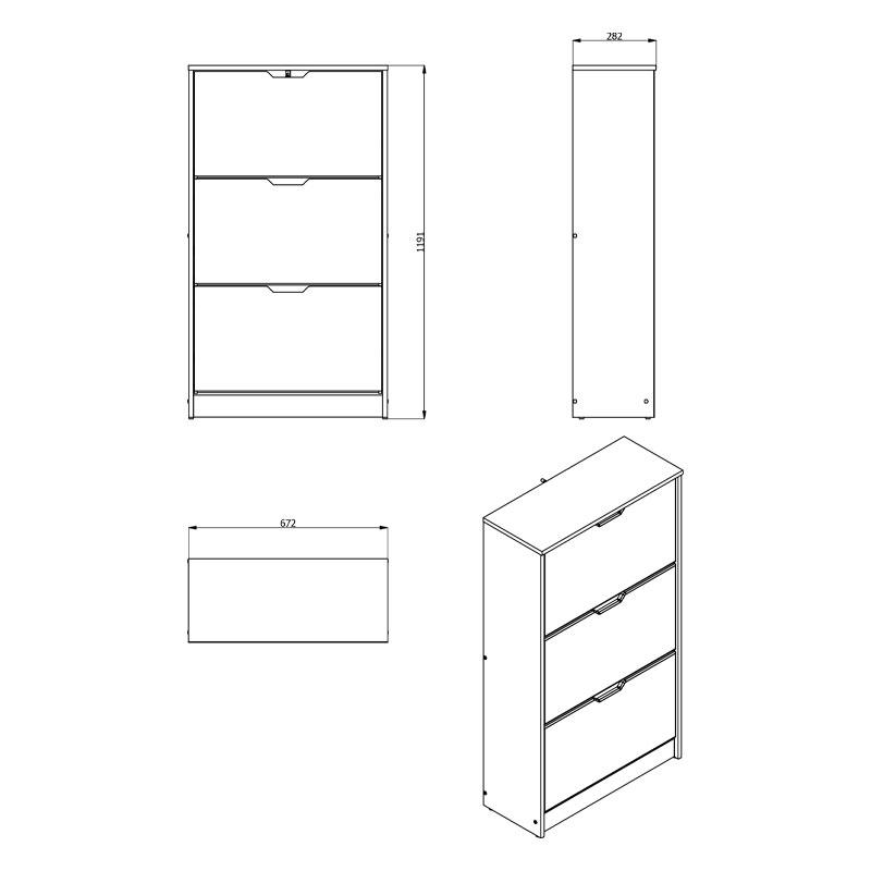 ΠΑΠΟΥΤΣΟΘΗΚΗ Hugo 23 Grey Oak 67x28x119εκ