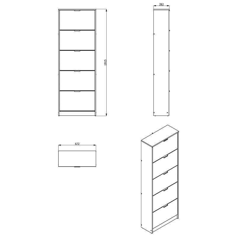 ΠΑΠΟΥΤΣΟΘΗΚΗ Hugo 25 Grey Oak ΜΕ ΚΑΘΡΕΦΤΗ 67x28x191,5εκ