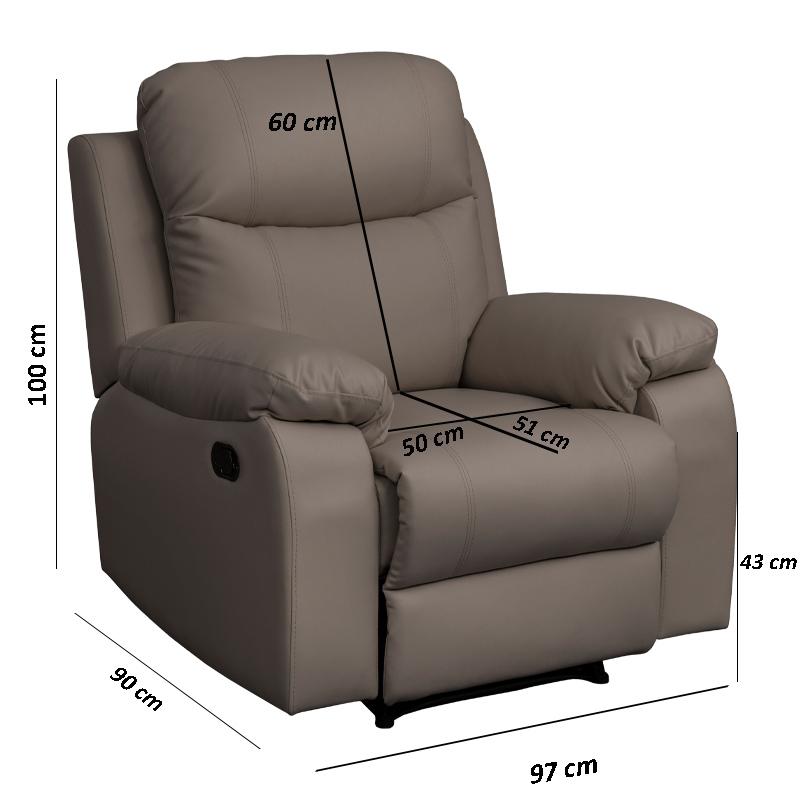 ΠΟΛΥΘΡΟΝΑ Fylliana RELAX CHICAGO 1122 ΓΚΡΙ-ΜΟΚΑ ΤΕΧΝΟΔΕΡΜΑ 97x90x100εκ