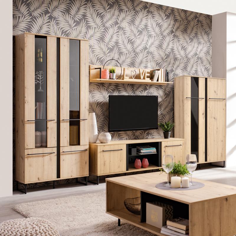 ΡΑΦΙ ΤΟΙΧΟΥ SARDINIA ZP ARTISAN OAK / ΜΑΥΡΟ 137.5x21x24εκ srd