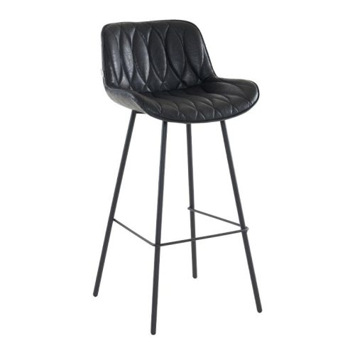 ΣΚΑΜΠΟ ΜΠΑΡ Fylliana FL2033 ΜΑΥΡΟ ΤΕΧΝΟΔΕΡΜΑ ΜΕ ΑΝΘΡΑΚΙ-ΜΑΥΡΟ ΜΕΤΑΛΛΙΚΟ ΣΚΕΛΕΤΟ 48x50x101εκ