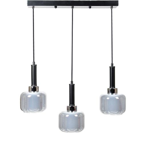 ΤΡΙΦΩΤΟ ΚΡΕΜΑΣΤΟ ΦΩΤΙΣΤΙΚΟ ΟΡΟΦΗΣ ΔΙΠΛΟ ΓΥΑΛΙΝΟ ΚΑΠΕΛΟ Fylliana ΑΣΗΜΙ ΧΡΩΜΑ Ε27 50x15x75εκ