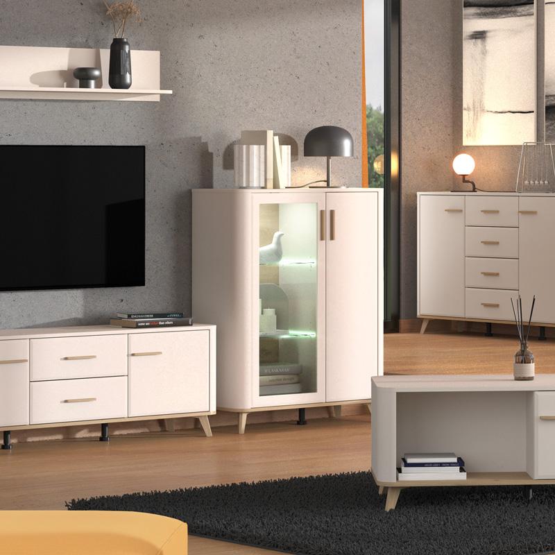 ΒΙΤΡΙΝΑ DARWEN 2K VS1 117 CASHMERE/ARTISAN OAK/CASHMERE MATT FOIL 90x40x117εκ