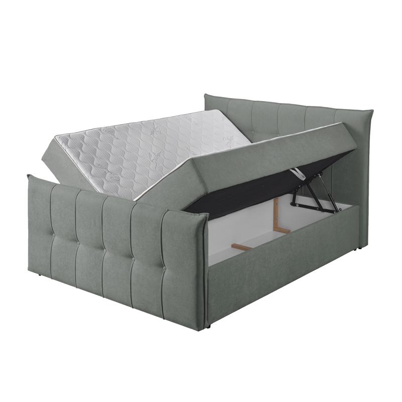 ΔΙΠΛΟ ΚΡΕΒΑΤΙ Sonic ΜΕ ΑΠΟΘΗΚΕΥΤΙΚΟ ΧΩΡΟ ΚΑΙ ΣΤΡΩΜΑ ΓΚΡΙ ΧΡΩΜΑ ΥΦΑΣΜΑΤΟΣ 222x165x115εκ (160x200)