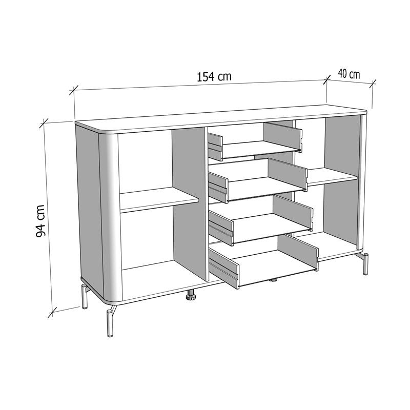 ΕΠΙΠΛΟ ΤΗΛΕΟΡΑΣΗΣ DARWEN 154 3K2F2V CASHMERE/ARTISAN OAK/CASHMERE MATT FOIL 154x40x53εκ