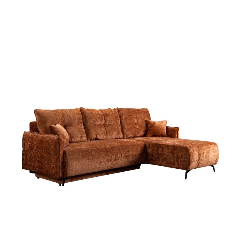 ΓΩΝΙΑΚΟΣ ΚΑΝΑΠΕΣ ΚΡΕΒΑΤΙ Crown ΠΟΡΤΟΚΑΛΙ ΧΡΩΜΑ 248x179x81εκ