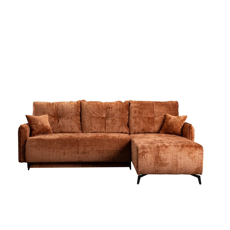 ΓΩΝΙΑΚΟΣ ΚΑΝΑΠΕΣ ΚΡΕΒΑΤΙ Crown ΠΟΡΤΟΚΑΛΙ ΧΡΩΜΑ 248x179x81εκ