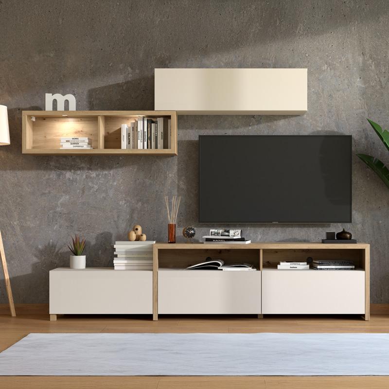 ΚΕΝΤΡΟ ΨΥΧΑΓΩΓΙΑΣ-ΣΥΝΘΕΣΗ AUREL ARTISAN ΟΑΚ/CASHMERE 238x42x161εκ