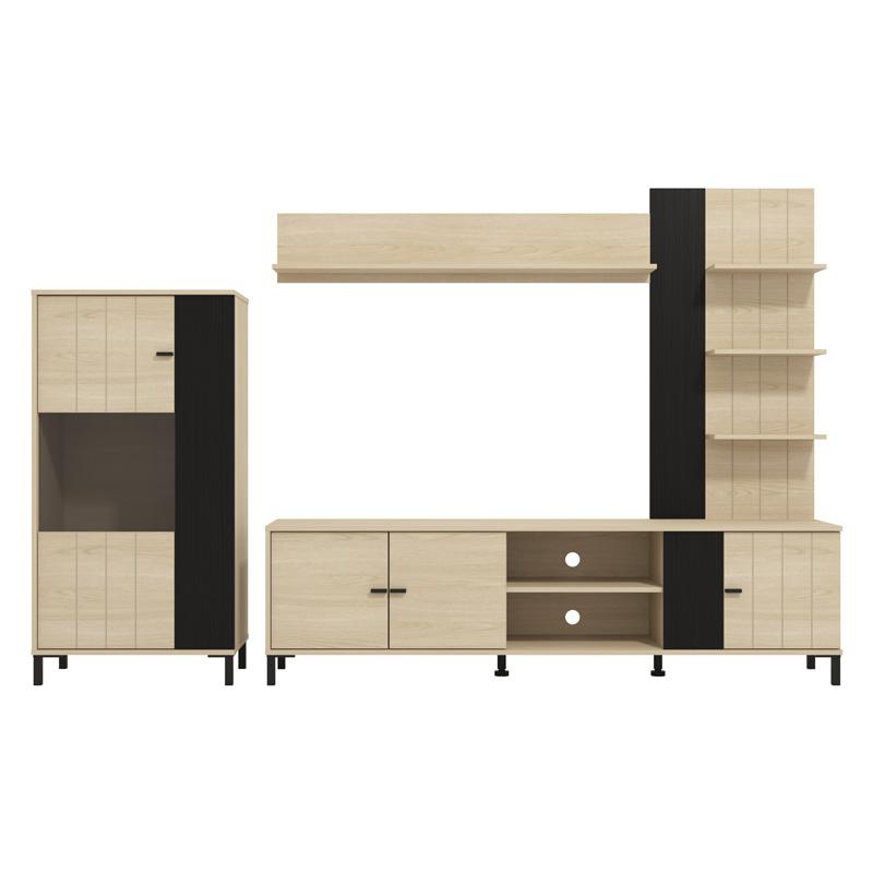 ΚΕΝΤΡΟ ΨΥΧΑΓΩΓΙΑΣ-ΣΥΝΘΕΣΗ CAMARGUE OAK-BLACK OAK 263x40x167εκ