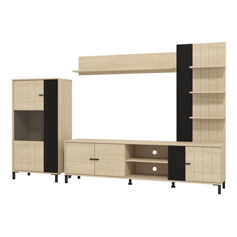 ΚΕΝΤΡΟ ΨΥΧΑΓΩΓΙΑΣ-ΣΥΝΘΕΣΗ CAMARGUE OAK-BLACK OAK 263x40x167εκ