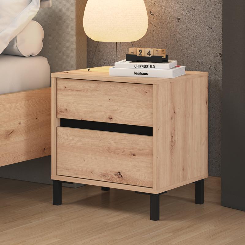 ΚΟΜΟΔΙΝΟ MARRON NO2F ARTISAN OAK/ΜΑΥΡΟ ΜΑΤΤ ΧΡΩΜΑ 48x40x52εκ