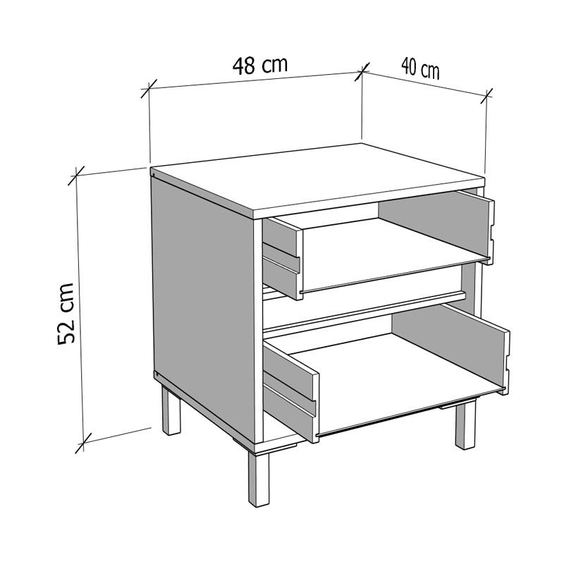 ΚΟΜΟΔΙΝΟ MARRON NO2F ARTISAN OAK/ΜΑΥΡΟ ΜΑΤΤ ΧΡΩΜΑ 48x40x52εκ