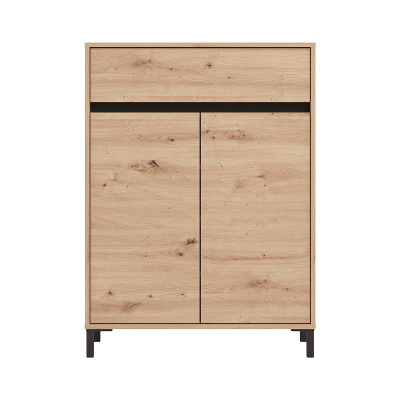 ΠΑΠΟΥΤΣΟΘΗΚΗ FLANNAN 2K1F2V ARTISAN OAK/ΜΑΥΡΟ MATT ΧΡΩΜΑ 80x40x110εκ