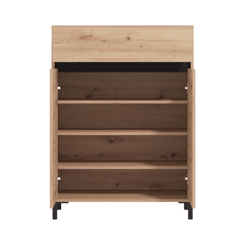 ΠΑΠΟΥΤΣΟΘΗΚΗ FLANNAN 2K1F2V ARTISAN OAK/ΜΑΥΡΟ MATT ΧΡΩΜΑ 80x40x110εκ