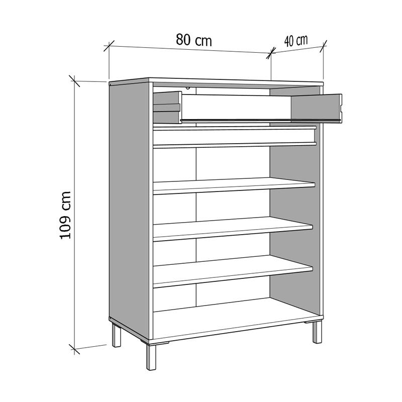 ΠΑΠΟΥΤΣΟΘΗΚΗ FLANNAN 2K1F2V ARTISAN OAK/ΜΑΥΡΟ MATT ΧΡΩΜΑ 80x40x110εκ