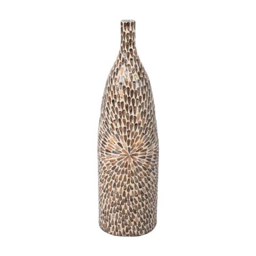 ΒΑΖΟ ΔΑΠΕΔΟΥ BAMBOO-ΚΟΧΥΛΙ TEAR DROP Fylliana FL241 ΜΠΕΖ-ΚΑΦΕ-ΛΕΥΚΟ ΧΡΩΜΑ 22x81εκ